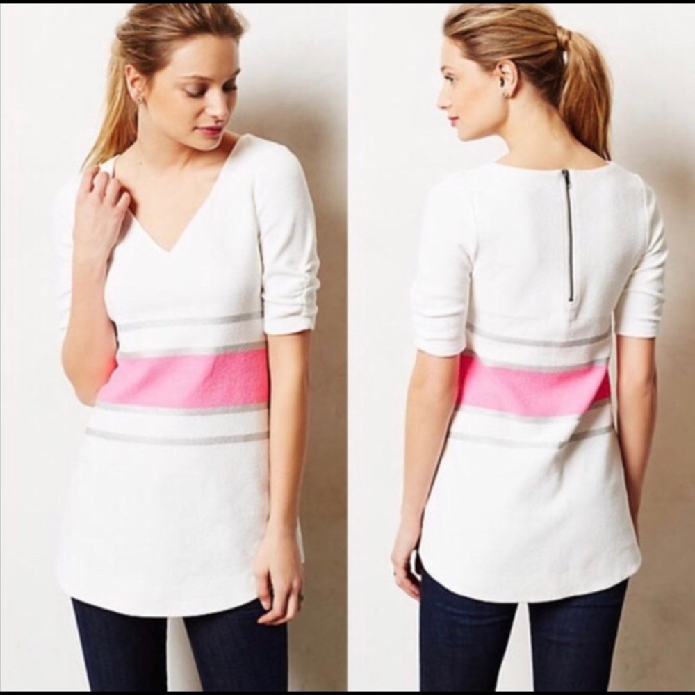 Anthropolgie “Deletta” White And Pink Dress